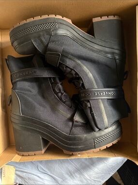 Converse Black Chunky-Heel Platform Utility Boots